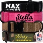 Premium Personalized Dog Collar – Heavy Duty Tactical Dog Collar with Name and Phone Number Dog Collars for Large Dogs, Medium Dogs, Strong and Thick Nylon Material for Male and Female Breed