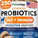 Probiotics for Dogs – 250 Dog Probiotics Chews – Digestive Enzymes Support