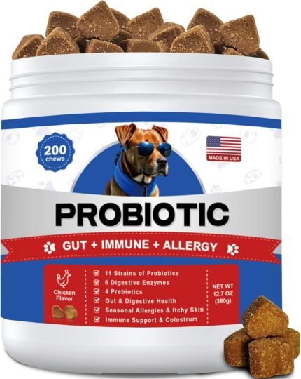 Probiotics for Dogs Gut Digestive Health Probiotic Chews for Dogs with 11 Billion CFUs, 4 Prebiotics, Pumpkin, Salmon Oil & Yogurt Base| Supports Gas, Yeast Balance & Immune, Dog Probiotics 200ct