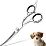 Professional Curved Dog Grooming Scissors with Rounded Tips, Cat Shears, 4CR Stainless Steel Curved Blades, Pet Home Grooming Tools
