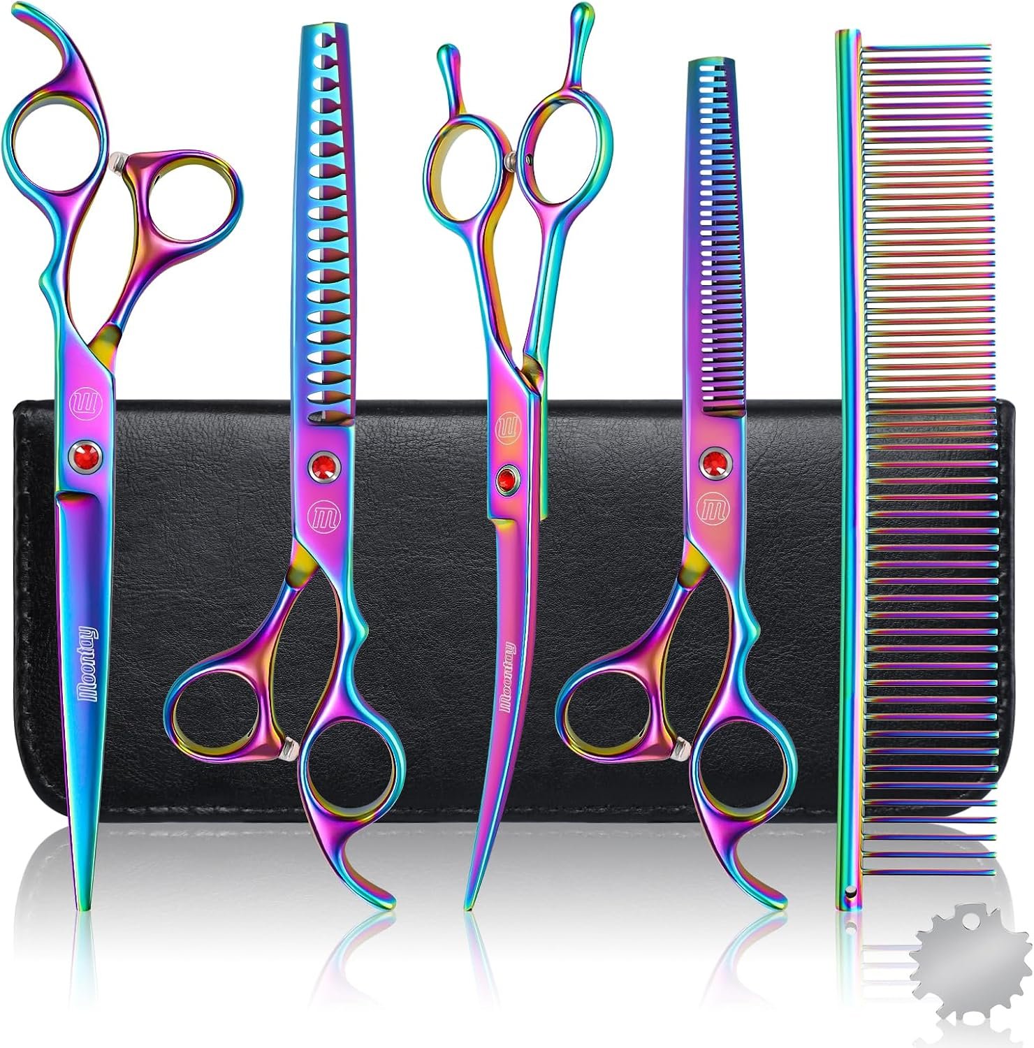 Professional Dog Grooming Scissors Set, 7 Inch/8 Inch Pet Grooming Scissors Chunkers Shears for Dog, Curved Dog Grooming Scissors, Thinning Shears for Dog with Grooming Comb Professional Dog Grooming Scissors Set, 7 Inch/8 Inch Pet Grooming Scissors Chunkers Shears for Dog, Curved Dog Grooming Scissors, Thinning Shears for Dog with Grooming Comb