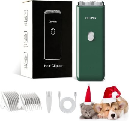 Professional Household Waterproof Low Noise Pet Hair Clippers Electric USB Rechargeable Painless Grooming Tools Hair Grooming Trimmer for Small Medium Dog Cat AP005 Green