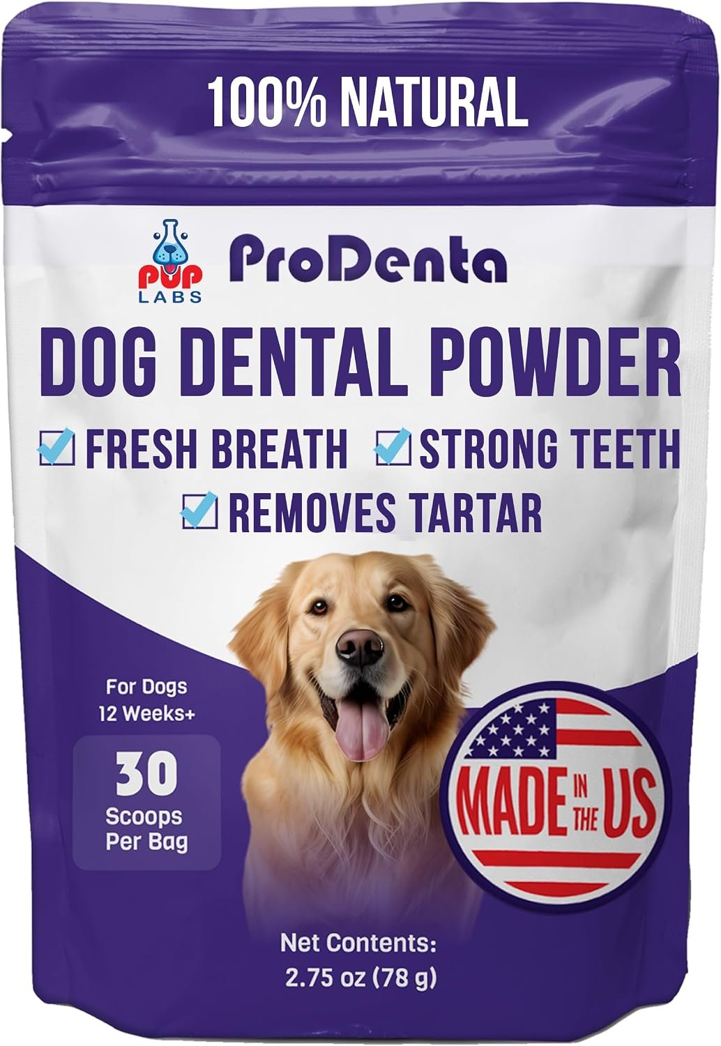 Pup Labs ProDenta, All-Natural Dog Dental Powder for Teeth Cleaning, Dental Powder for Dogs Teeth with Breath Freshener. Easy to use for Tartar Removal and Leaky Gums. Made in USA, 30 Servings Pup Labs ProDenta, All-Natural Dog Dental Powder for Teeth Cleaning, Dental Powder for Dogs Teeth with Breath Freshener. Easy to use for Tartar Removal and Leaky Gums. Made in USA, 30 Servings