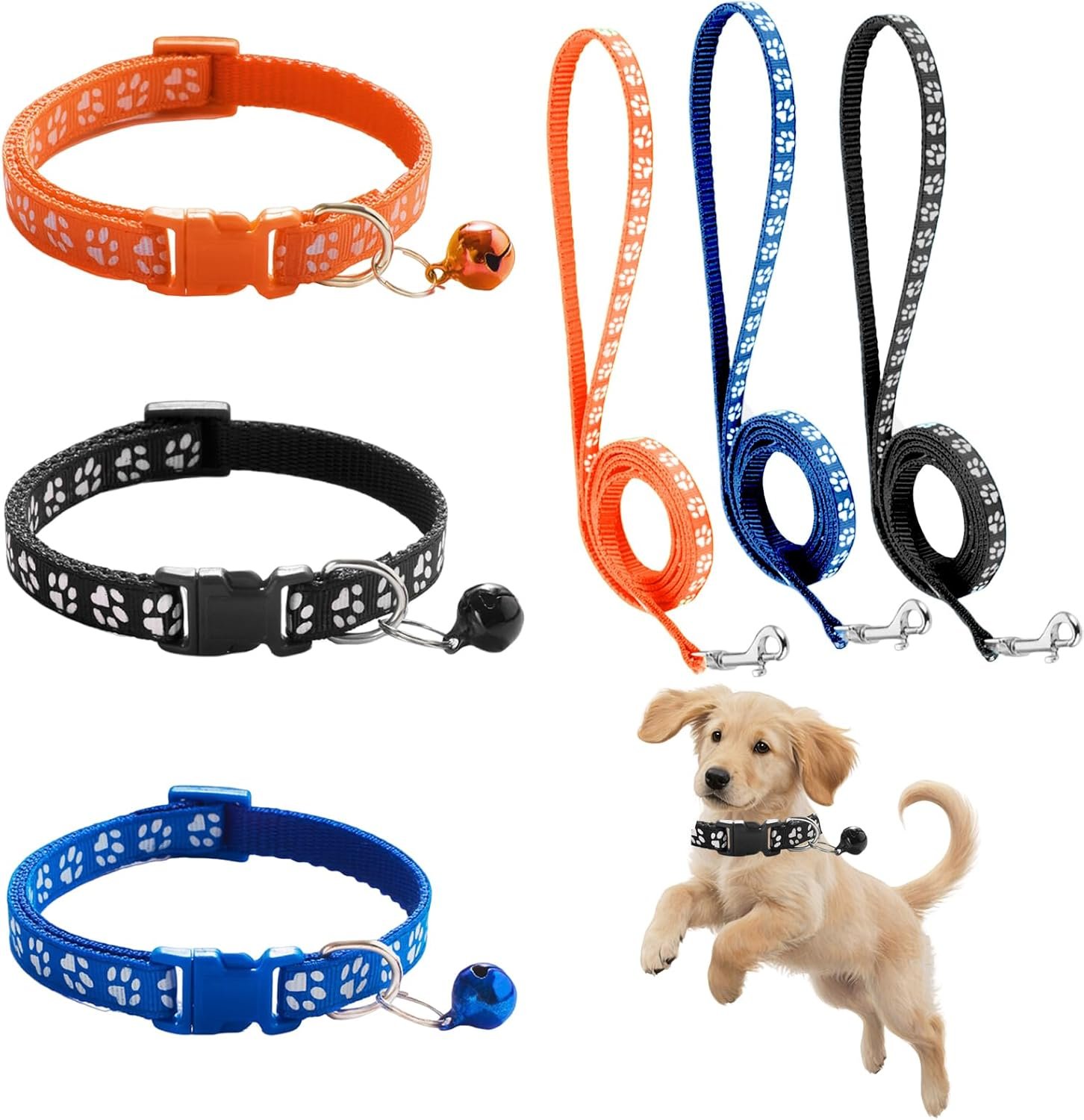 Puppy Collar and Leash Set 3Pcs Puppy Litter Collar Leashes Set Dog Leash and Collar Soft Nylon Adjustable Dog Collar for Small Dogs Walking Training (Black Orange Blue) Puppy Collar and Leash Set 3Pcs Puppy Litter Collar Leashes Set Dog Leash and Collar Soft Nylon Adjustable Dog Collar for Small Dogs Walking Training (Black Orange Blue)