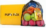 Pup's Pick Squeaky Tennis Balls - 2.5" Fun Dog Balls for Fetch, 12-Pack in Bright Colors (Yellow, Blue, Pink, Orange), Includes 1 Reusable Carry Bag