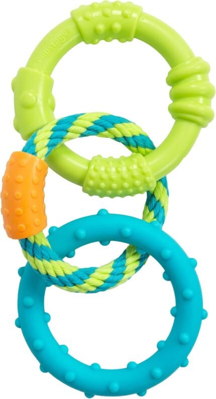 Pupstages Dental Links Dog Chew Toy, Textured Rings & Woven Rope, 8.5"
