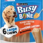 Purina Busy Bone Large Dog Chew Treats, Peanut Butter Flavor, 6 ct Pouch
