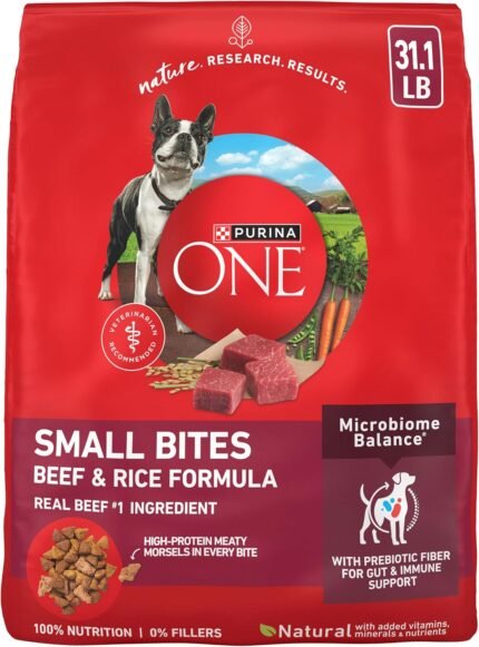 Purina ONE Small Bites Natural Dog Food, Beef and Rice Formula