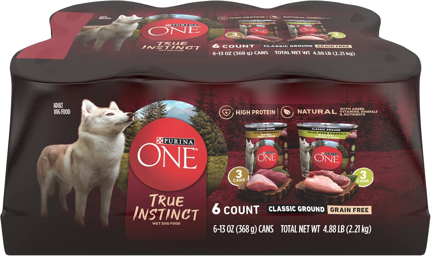 Purina ONE True Instinct Grain Free Wet Dog Food Variety Pack, (6) 13 oz Purina ONE True Instinct Grain Free Wet Dog Food Variety Pack, (6) 13 oz