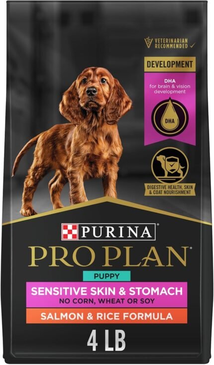 Purina Pro Plan Sensitive Skin & Stomach Puppy Dog Food, Salmon, 4 lb Bag