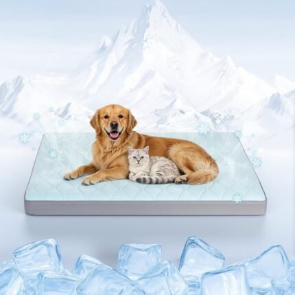 Q-Max>0.4 Cooling Dog Bed, 44" x 32" Cooling Bed for Dog Large, Blue