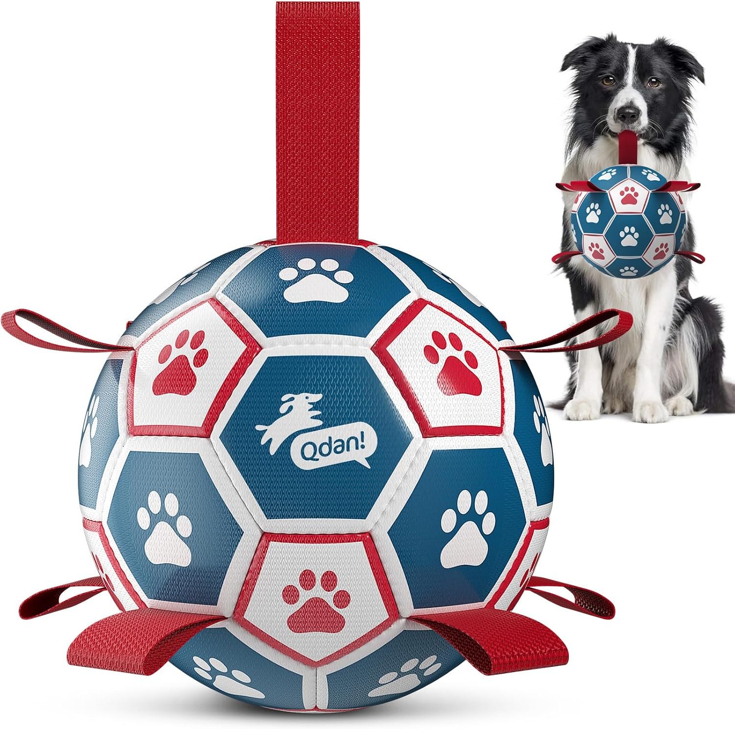QDAN Dog Balls, 6 Inch Dog Soccer Ball with Straps, Herding Balls for Dogs QDAN Dog Balls, 6 Inch Dog Soccer Ball with Straps, Herding Balls for Dogs