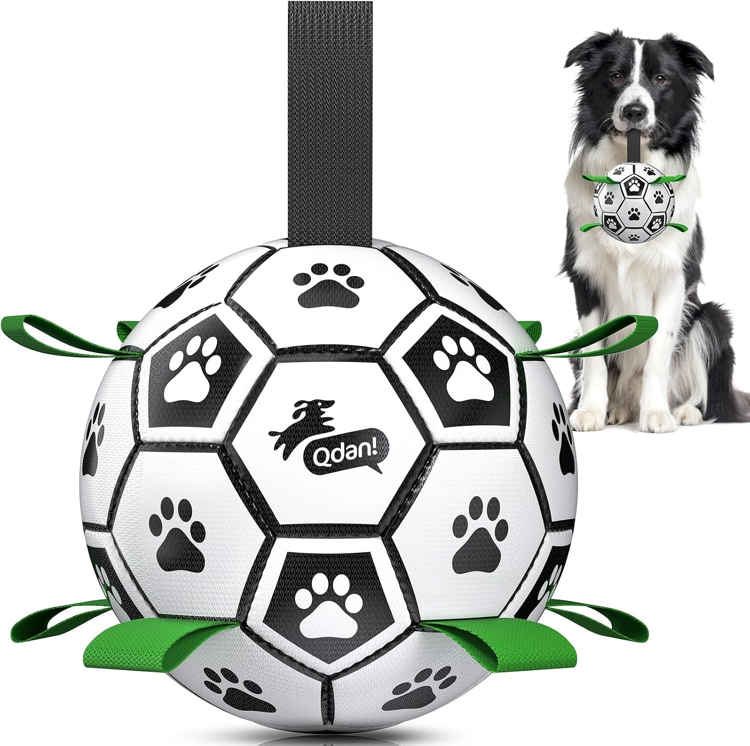 QDAN Dog Toys Dog Balls, 6 Inch Dog Soccer Ball with Straps, Herding Balls QDAN Dog Toys Dog Balls, 6 Inch Dog Soccer Ball with Straps, Herding Balls