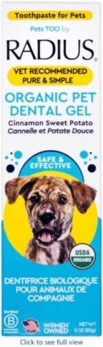 RADIUS USDA Organic Canine Pet Toothpaste 1 Unit, 3 oz, Non Toxic Toothpaste for Dogs, Designed to Clean Teeth and Help Prevent Tartar and Remove Plaque, Xylitol Free