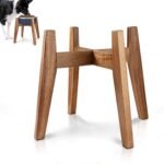 RAINBLELAND Raised Wooden Dog Bowl Stand for Large Dogs, Fits 9 Inch Bowls