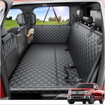 REEVAA Dog Truck Seat Cover for Back Seat, Hard Bottom, XL, Black