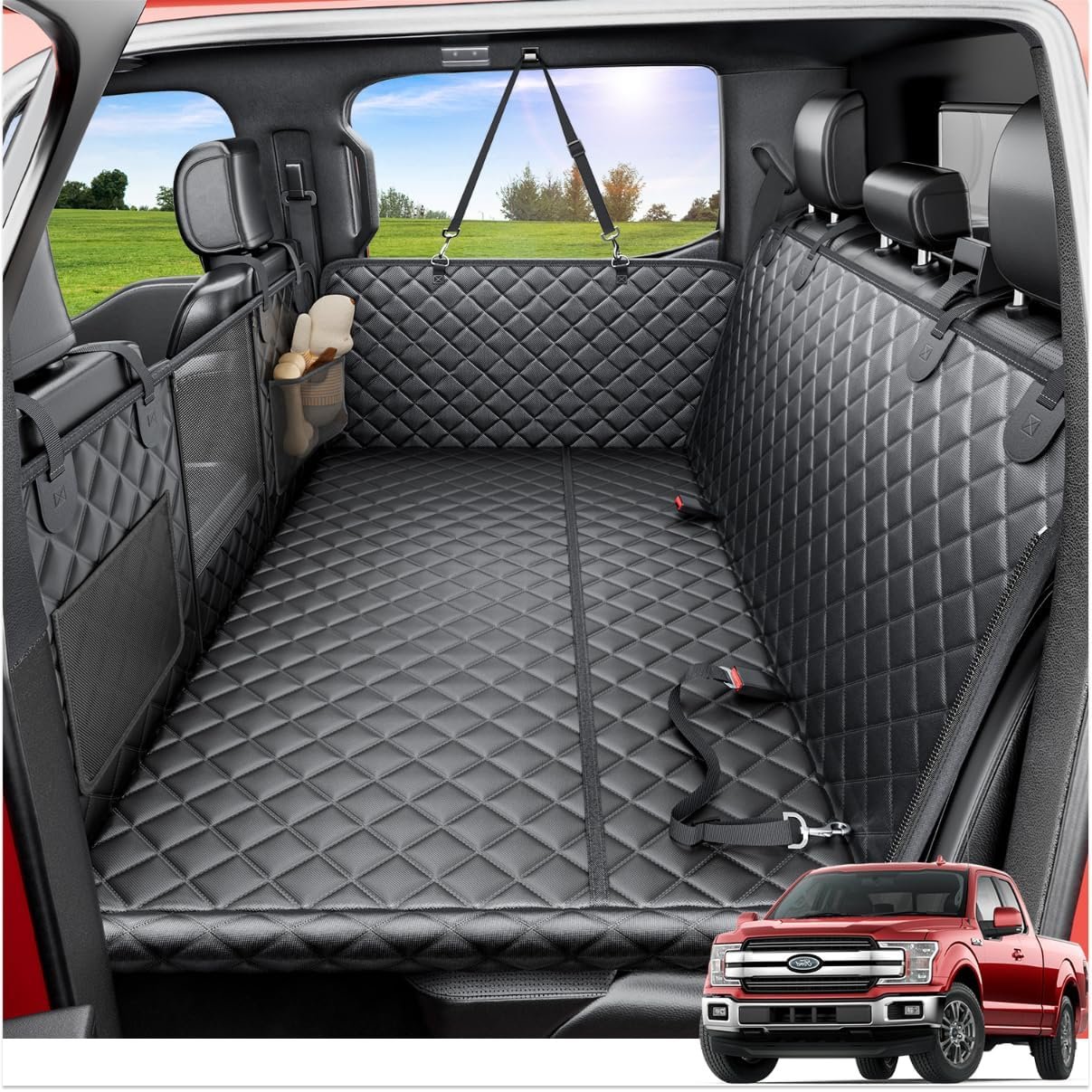 REEVAA Dog Truck Seat Cover for Back Seat, Hard Bottom, XL, Black REEVAA Dog Truck Seat Cover for Back Seat, Hard Bottom, XL, Black