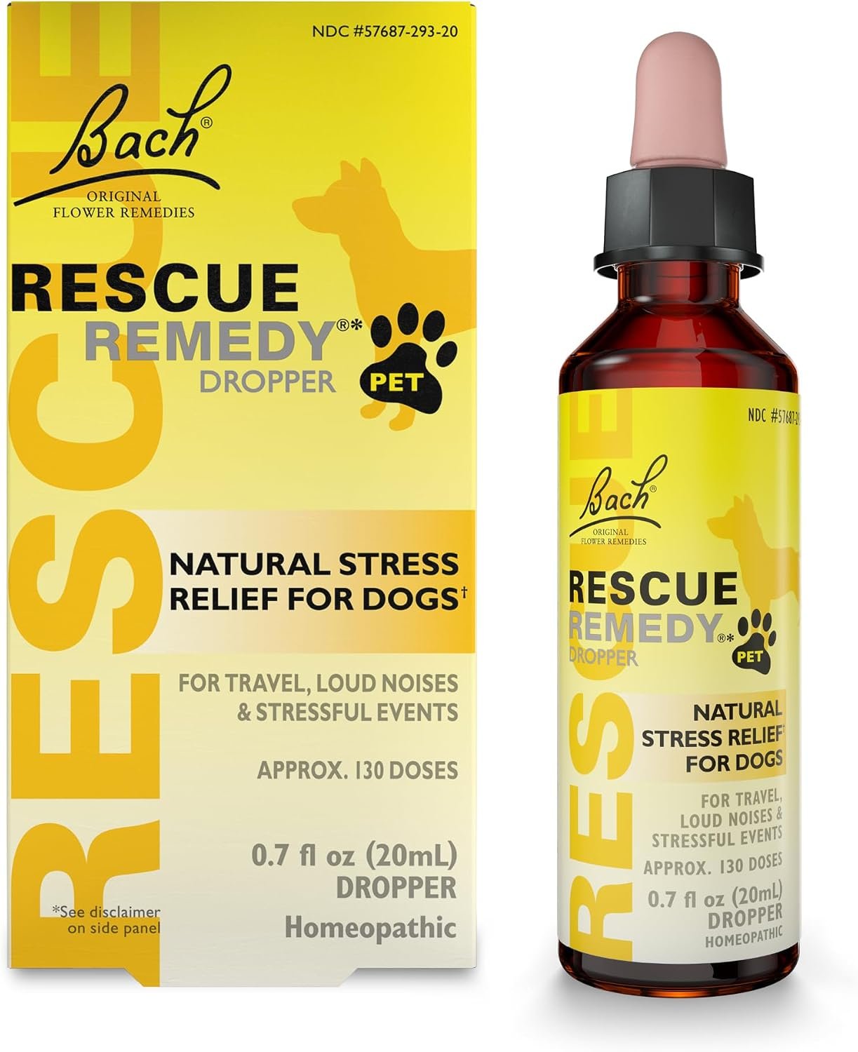 RESCUE Remedy Pet Dropper for Dogs – 20 mL – Stress & Tension Support for Dogs with Bach Natural Flower Essences – Sedative-Free, Homeopathic Liquid Formula – for All Breeds, Ages & Weights RESCUE Remedy Pet Dropper for Dogs – 20 mL – Stress & Tension Support for Dogs with Bach Natural Flower Essences – Sedative-Free, Homeopathic Liquid Formula – for All Breeds, Ages & Weights