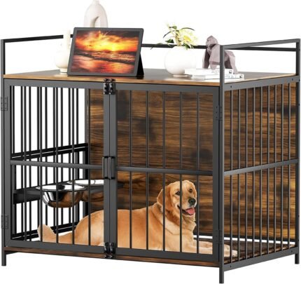 ROOMTEC 41 Inch Dog Crate Furniture, Indoor Kennel End Table