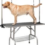 ROOMTEC 46″ Dog Grooming Table,Foldable Home Pet Bathing Station with Adjustable Height Arm/Noose/Mesh Tray
