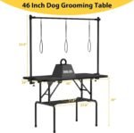 ROOMTEC 46 Inch Dog Grooming Table,Foldable Pet Grooming Tables at Home with Adjustable Arm,Nooses, Mesh Tray - Image 2
