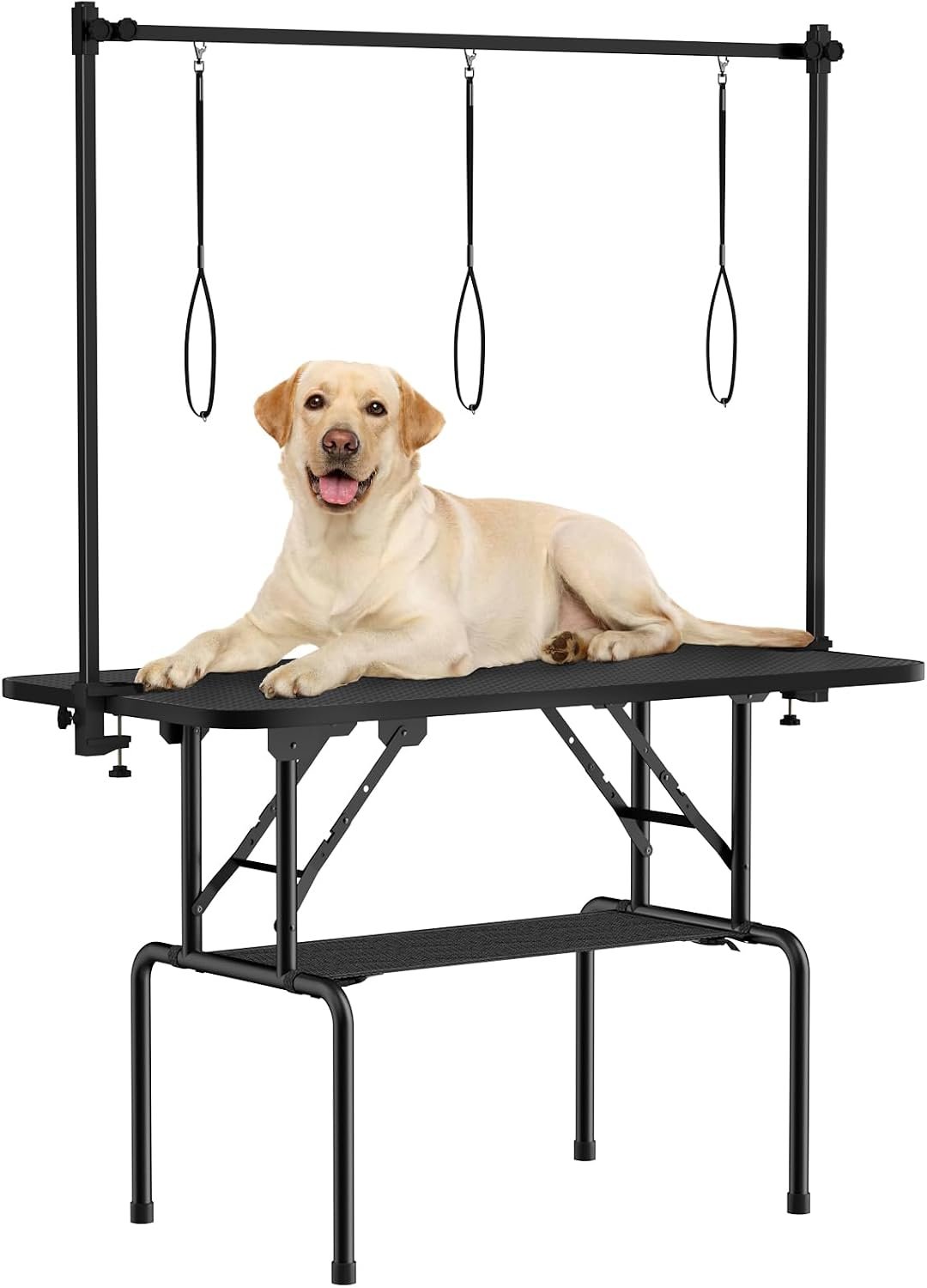 ROOMTEC 46 Inch Dog Grooming Table,Foldable Pet Grooming Tables at Home with Adjustable Arm,Nooses, Mesh Tray ROOMTEC 46 Inch Dog Grooming Table,Foldable Pet Grooming Tables at Home with Adjustable Arm,Nooses, Mesh Tray