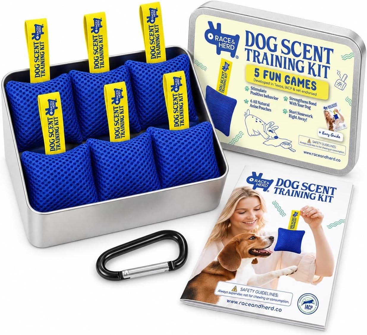 Race&Herd Dog Scent Kit — 6 Anise Nose Work Pouches in Tin (Ocean) Race&Herd Dog Scent Kit — 6 Anise Nose Work Pouches in Tin (Ocean)