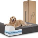 Rainmr Orthopedic Dog Beds for Large Dogs, 7″ Memory Foam Dog Beds with Waterproof Liner, Durable Microsuede Cover, Removable and Washable, Nonskid Bottom, 48″x30″x7″ L Grey