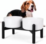 Raised Ceramic Dog Bowl Set with Stand, 3.5 Cups Elevated Dog Food Stand