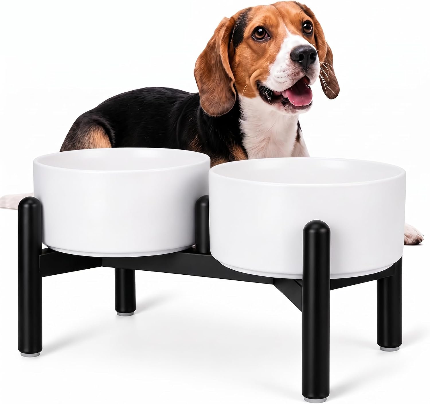 Raised Ceramic Dog Bowl Set with Stand, 3.5 Cups Elevated Dog Food Stand Raised Ceramic Dog Bowl Set with Stand, 3.5 Cups Elevated Dog Food Stand