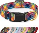 Reflective Adjustable Dog Collar for Medium Dogs, Colorful Tartan,M