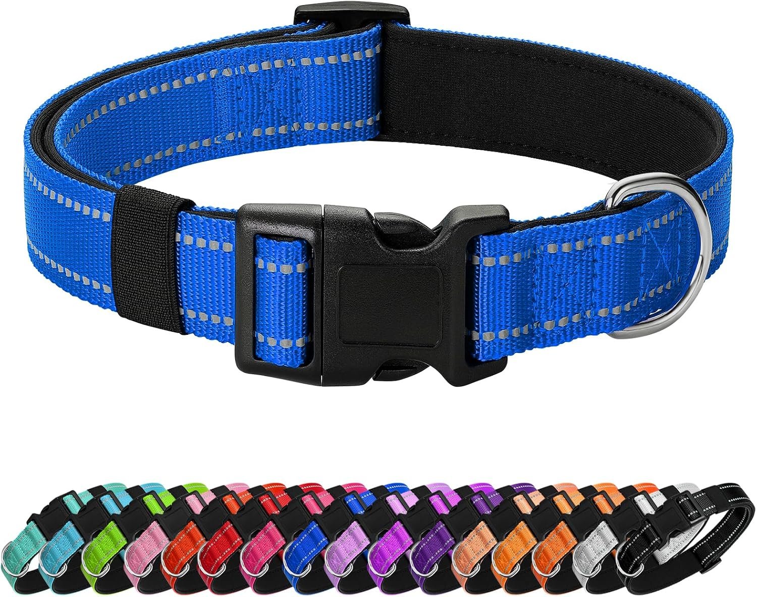Reflective Dog Collar, Adjustable Nylon for Medium Dogs,Blue Reflective Dog Collar, Adjustable Nylon for Medium Dogs,Blue