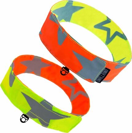Reflective Dog Collar-Double Sided Star Reflective Pattern with High Visibility for Pets Safety, Attached Hanging Loop Pet Collars for Walking Hunting Training (Large, Orange&Green)