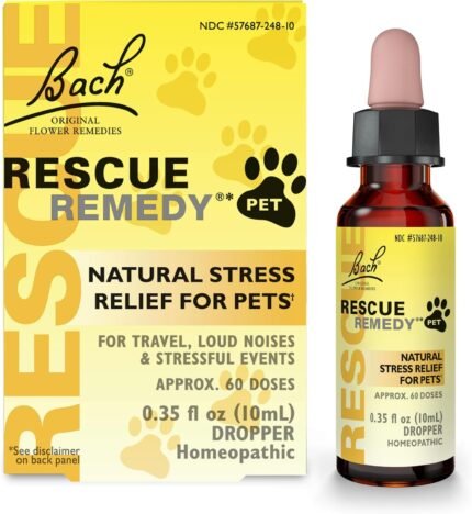 Rescue Remedy Pet Dropper - 10mL - Stress & Tension Support for Dogs & Cats with Bach Natural Flower Essences - Sedative-Free, Homeopathic Liquid Formula - For All Breeds, Ages & Weights