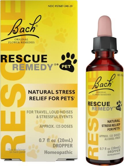 Rescue Remedy Pet Dropper – 20mL – Stress & Tension Support for Dogs & Cats with Bach Natural Flower Essences – Sedative-Free, Homeopathic Liquid Formula – For All Breeds, Ages & Weights