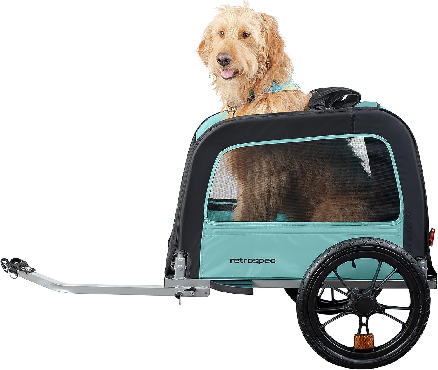 Retrospec Rover Waggin’ Pet and Dog Bike Trailer with Weather-Resistant Canopy & Mesh Shield – Foldable Frame, 16in Wheels with Storage Pouch & Internal Safety Leash Supports up to 50 lbs Retrospec Rover Waggin’ Pet and Dog Bike Trailer with Weather-Resistant Canopy & Mesh Shield – Foldable Frame, 16in Wheels with Storage Pouch & Internal Safety Leash Supports up to 50 lbs