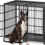 Rexwelten 54 Inch Heavy Duty Dog Crate for Extra Large Dogs with Self-Locking Latch, XXL Escape-Proof Steel Kennel Indoor, Metal Pet Cage with Wheels for Big Dan,