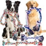 Rocfish 4 Pack Dog Rope Toys for Aggressive Chewers, Tough Tug of War Dog Toys for Large, Medium & Small Dogs, 100% Cotton Teeth Cleaning Chew Toys (Multicolour02, 04)
