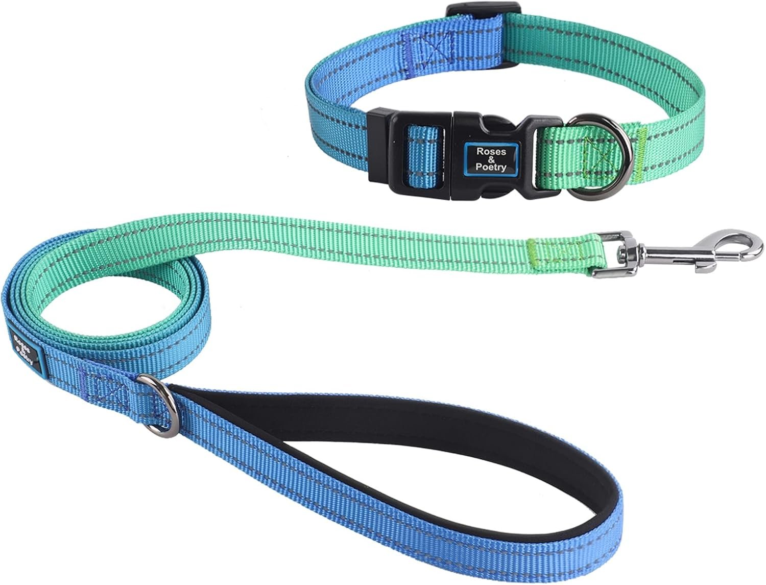 Roses&Poetry Bluegreen Small Dog Collar and Leash Set, Puppy Reflective Leashes with Collars, Adjustable Durable Matching Collar Leash for Small Dogs Girl (Bluegreen-XS) Roses&Poetry Bluegreen Small Dog Collar and Leash Set, Puppy Reflective Leashes with Collars, Adjustable Durable Matching Collar Leash for Small Dogs Girl (Bluegreen-XS)