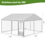 Rovibek 10x10 Ft Dog Kennel Outside, Outdoor Dog Kennel with Roof, Dog Kennels Outdoor with Steel Rotating Feeder Bowls, Outside Kennel for Large Dogs - Image 2