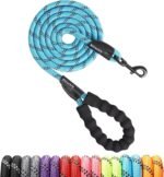 Rttochfy Rope Dog Leash 2/4/5/6/8/10 FT with Comfortable Padded Handle and Highly Reflective Threads for Small Medium and Large Dogs Heavy Duty (1/2"-5 FT, Blue)
