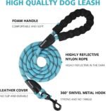 Rttochfy Rope Dog Leash 2/4/5/6/8/10 FT with Comfortable Padded Handle and Highly Reflective Threads for Small Medium and Large Dogs Heavy Duty (1/2"-5 FT, Blue) - Image 2
