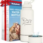 Rubyloo Dog Mom Water Bottle with Detachable Bowl for Dog Lovers