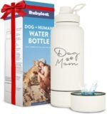 Rubyloo Dog Mom Water Bottle with Detachable Bowl for Dog Lovers