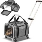 Ruff Life 101 Airline Approved Expandable Premium Pet Carrier on Wheels- Two Sided Expandable Rolling Carrier- Designed for Dogs & Cats- Extra Spacious Soft Lined Carrier! (Grey)
