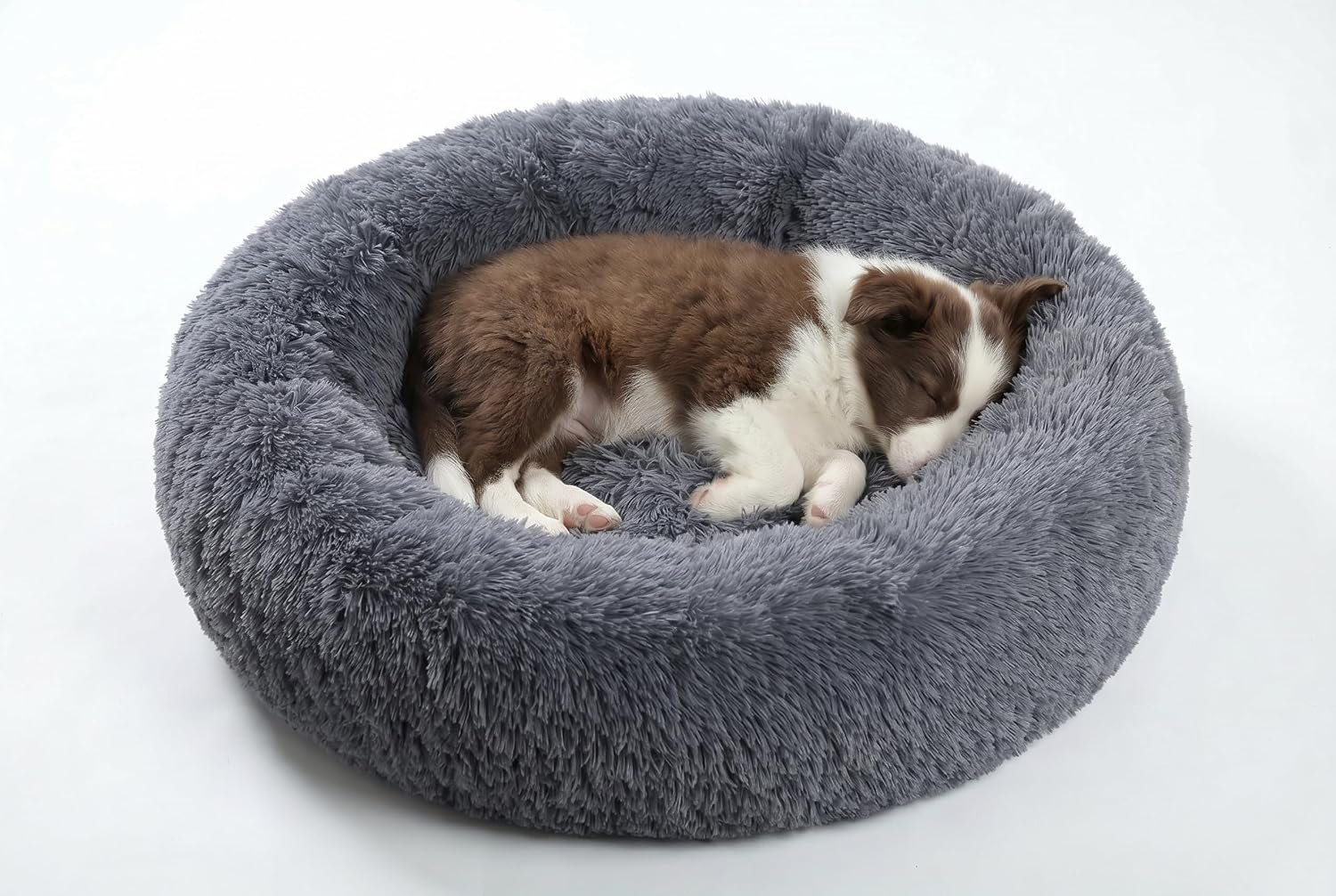 SAVFOX 23 inches Calming Donut Dog Bed – 3X Durable Plush Faux Fur, Machine Washable & Non-Slip, Fits up to 25 lbs, Dark Grey SAVFOX 23 inches Calming Donut Dog Bed – 3X Durable Plush Faux Fur, Machine Washable & Non-Slip, Fits up to 25 lbs, Dark Grey