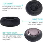 SAVFOX 30 inches Calming Donut Dog Bed - 3X Durable Plush Faux Fur, Machine Washable & Non-Slip, Fits up to 45 lbs, Dark Grey - Image 2
