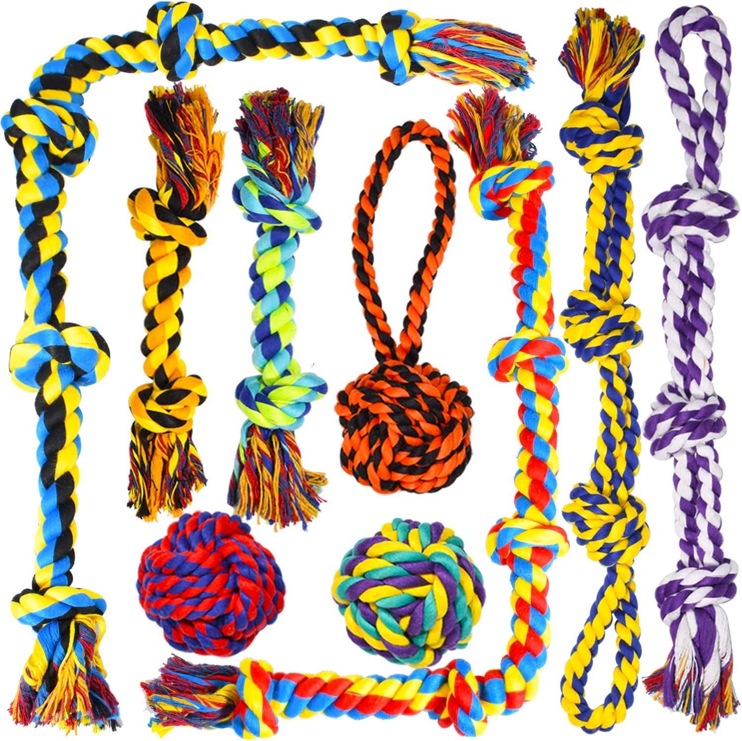 SHARLOVY Large Tough Chew Toys for Aggressive Chewers, 9 Pack Dog Rope Toys SHARLOVY Large Tough Chew Toys for Aggressive Chewers, 9 Pack Dog Rope Toys