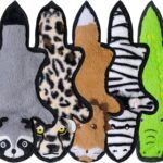 SHARLOVY No Stuffing Dog Toys Crinkle Squeaky, Long Lasting Chews for Aggressive, Durable Plush Dog Puppy Chew Toys for Teething, with 6 Tough Layers for Small Medium Large Breed-5pack,Large