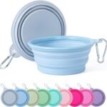 SLSON Collapsible Dog Bowl Silicone, 2Pack Macaron Color Pet Travel Bowls